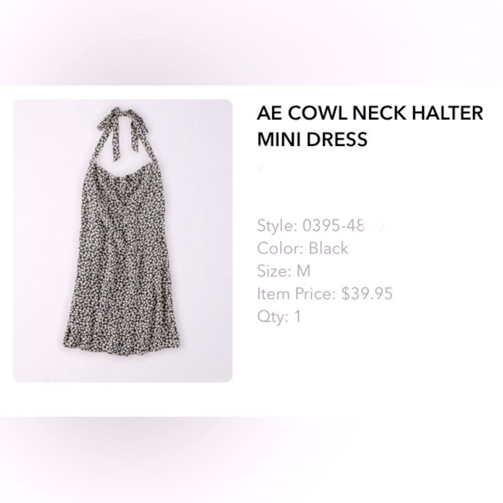 AEO black&white daisy cowl neck mini dress M